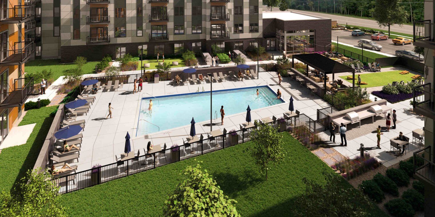 skokie apartments the henry pool rendering