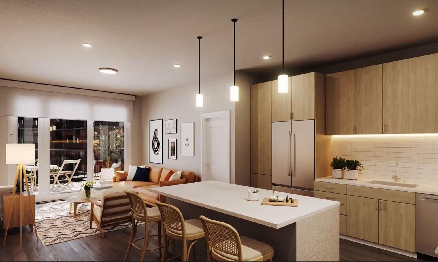 interior rendering of pet-friendly skokie apartments for rent